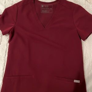 Burgundy XXS FIGS Casma scrub top